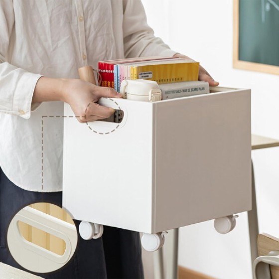 Kotak Penyimpanan Buku dengan Roda di Bawah Meja, Keranjang Kain Organizer Kapasitas Besar untuk Kantor dan Rumah